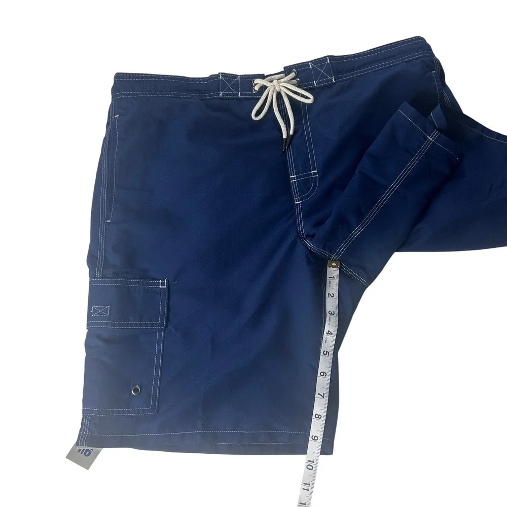 George Mens Navy Blue Cargo Board Shorts Swim‎ Trunks Quick Dry Large 36-38 NEW